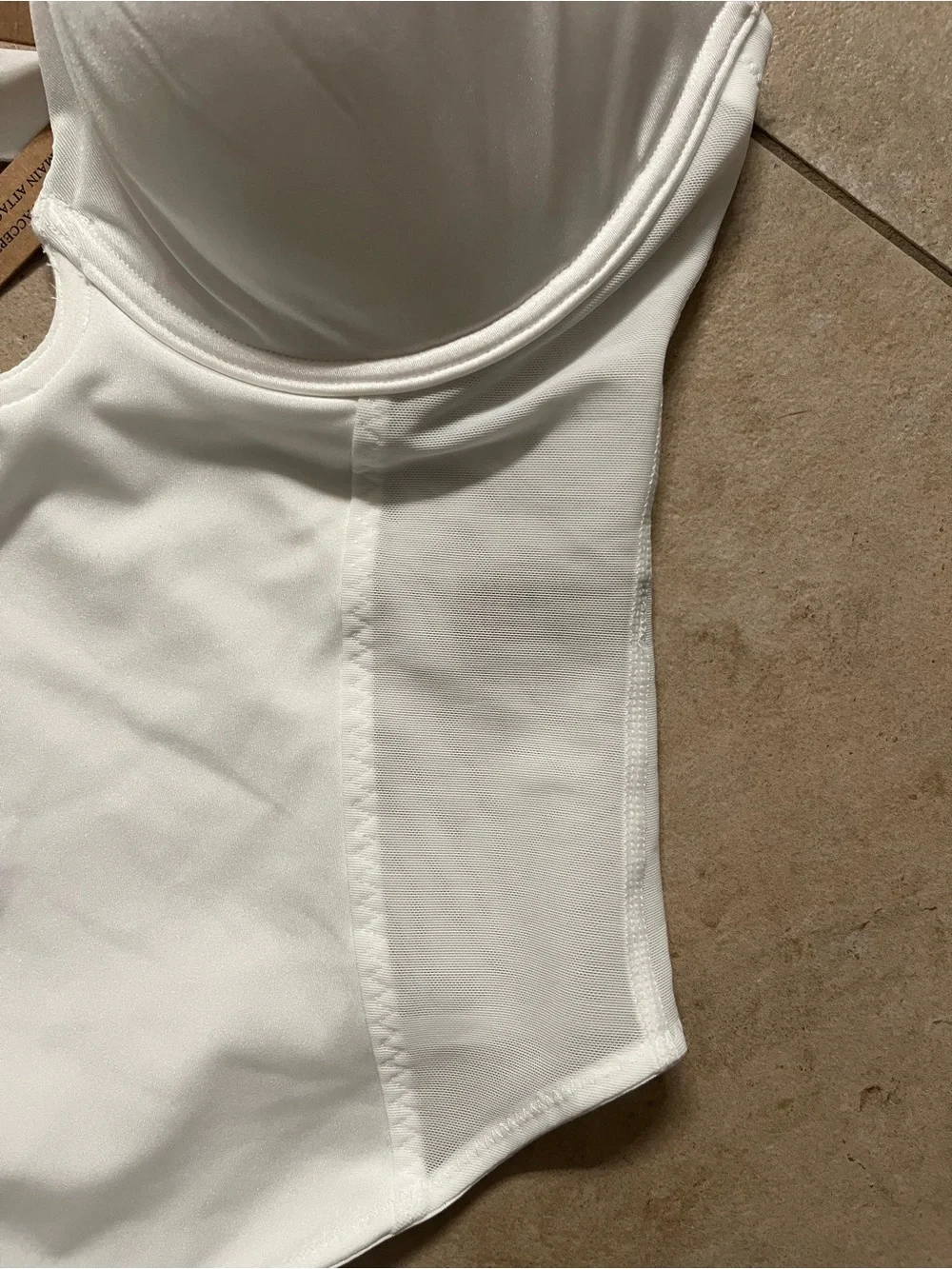 MeshSmooth Deep Plunge Low-Back Thong Bodysuit